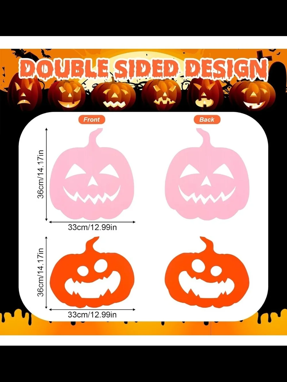 18 Pieces Pumpkin Yard Sign Set 9 Orange 9 Pink 36 Plastic Stakes Waterproof NEW